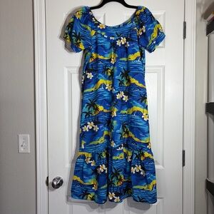 Vintage Hawaiian Tropical Dress Mumu Medium Made in Hawaii